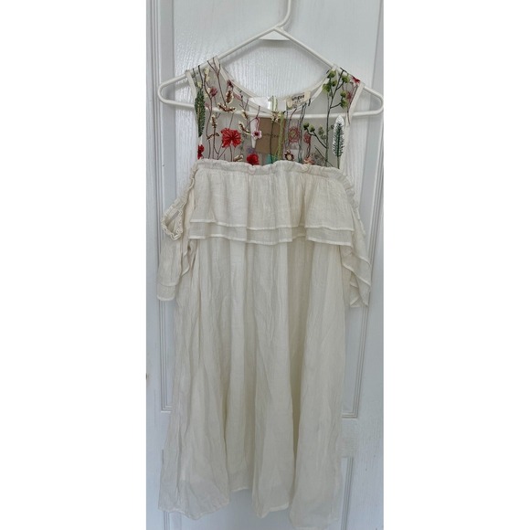 Umgee Dresses & Skirts - Umgee Dress Cream Floral Embroidery NWT Sz L Boho Fairycore Open Shoulder